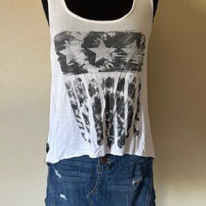 Sugar High White, Black and Grey Flag Tank Top   8532